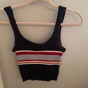 Navy Tank Top w/ Red White and Blue Strips
